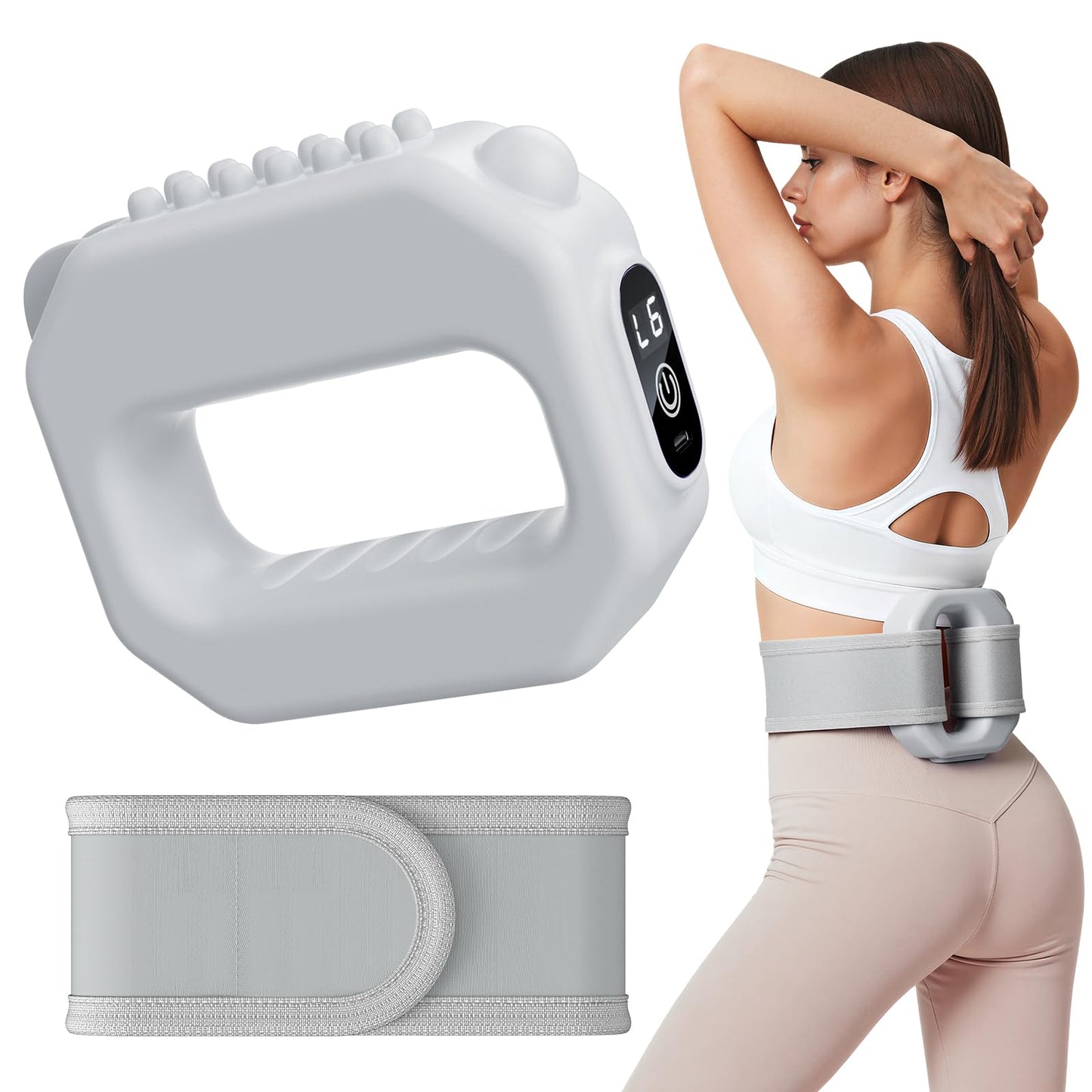 MERACH Vibration Plate for Lymphatic Drainage, Whole Body Workout Equipment for Women, Vibration Plate with Adjustable Strap, 6-Level Vibration to Sculpt & Tone Abs, Thighs & Arms,Weight Loss (Grey)