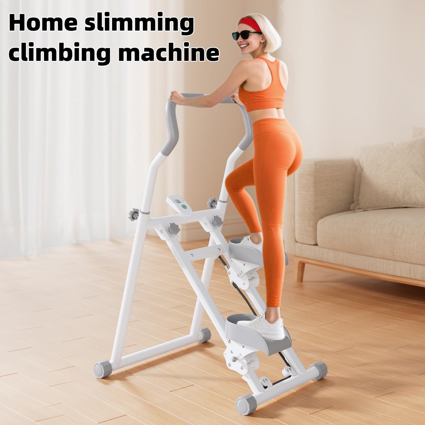 Adjustable Stair Stepper for Home Exercise, 3-in-1 Folding Cardio Step Machine with Handlebar & Oversized Pedals, 90% Pre-Assembled Stair Climber for Indoor Fitness
