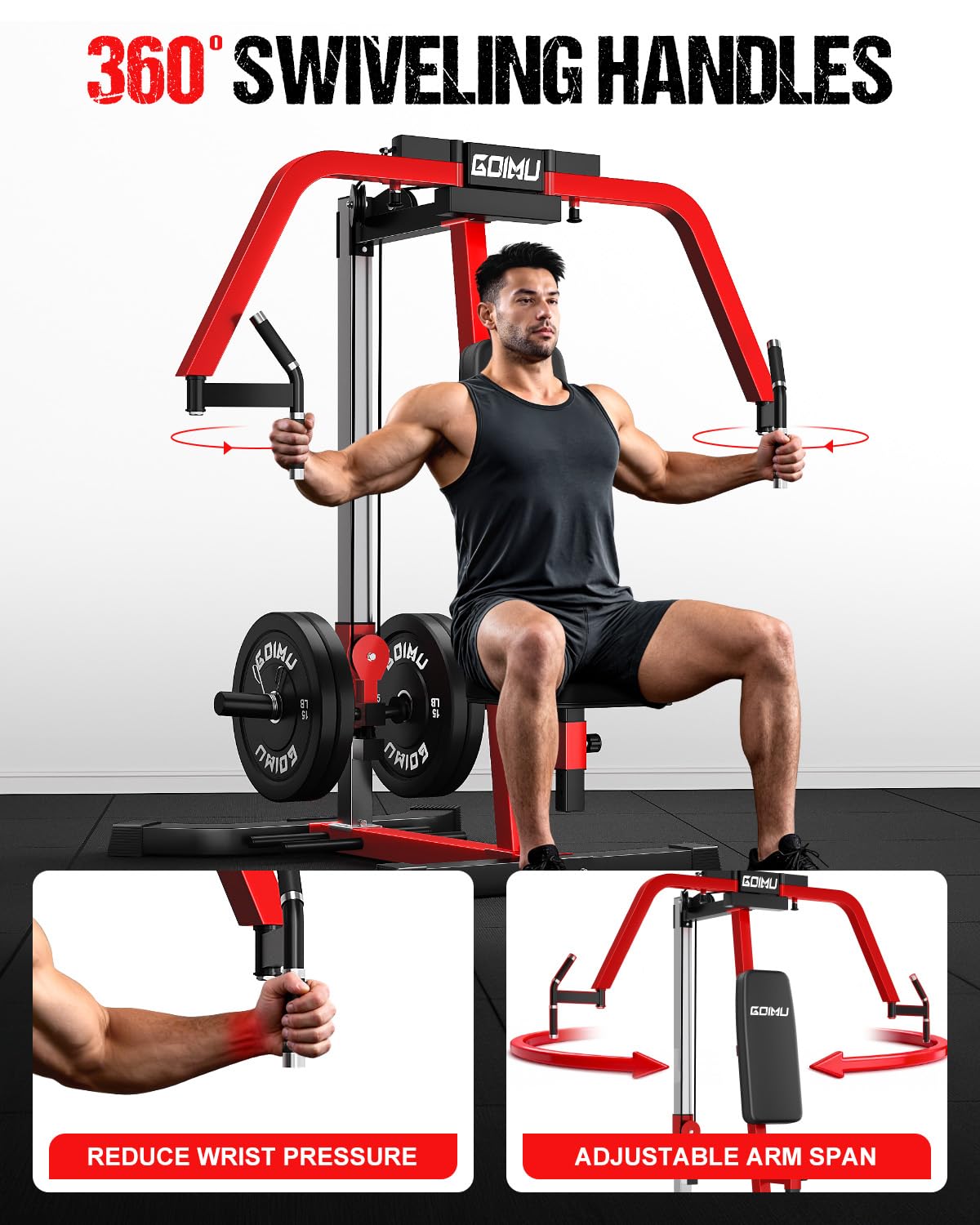 GOIMU Chest Fly Machine, CF01 PEC Fly and Reverse Delt Machine, Adjustable Upper Body Workout Equipment for Pectoral and Rear Deltoid, Chest Machine with Band Pegs for Home Gym