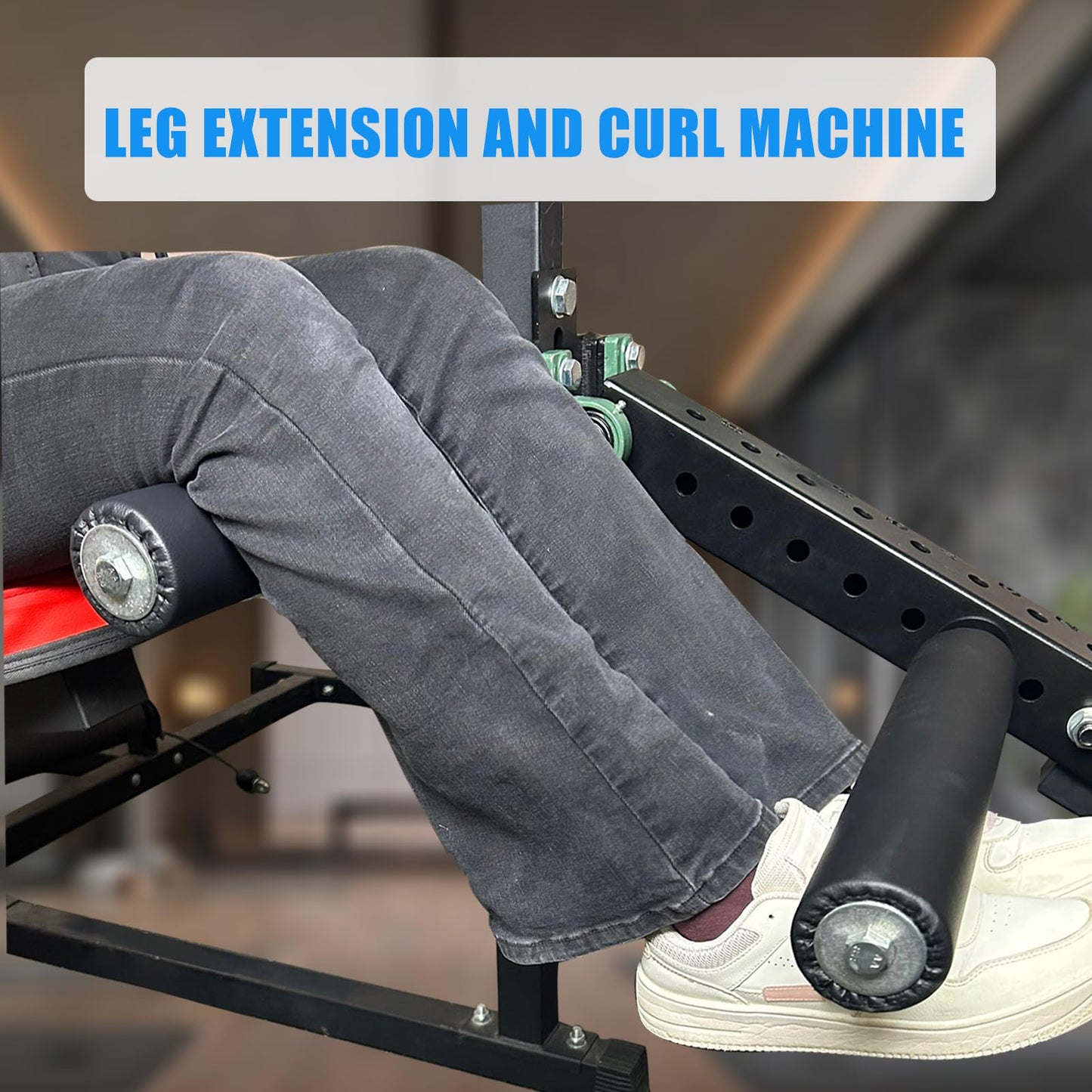 Power Rack Mounted Leg Extension & Curl Machine for Home Gym Equipment, Adjustable Leg Press Attachment for Lower Body Muscle Training (Style 1)