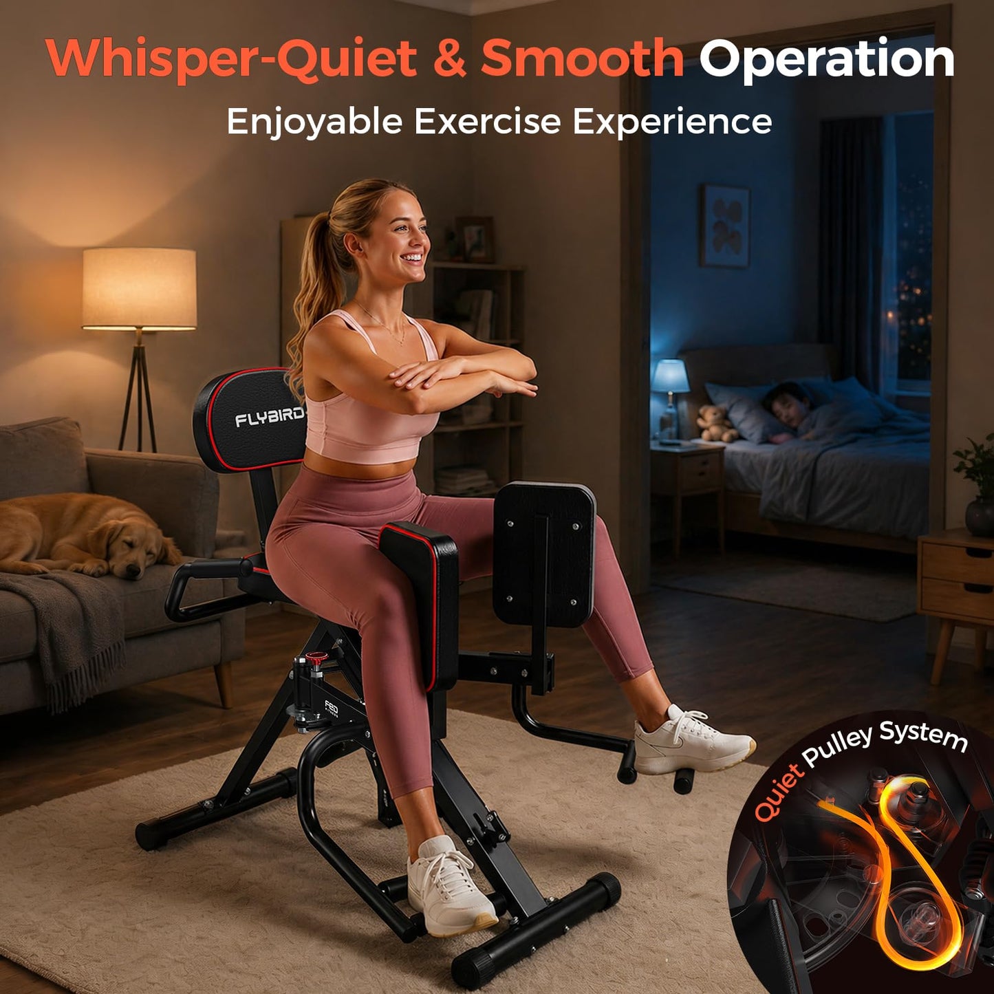 FED Fitness HA1 2-in-1 Hip Abductor and Adductor, Glute & Inner Thigh Workout Equipment for Home Gym, Leg Workout and Booty Builder with 6 Adjustable Resistance Bands and Dual Foot Bar