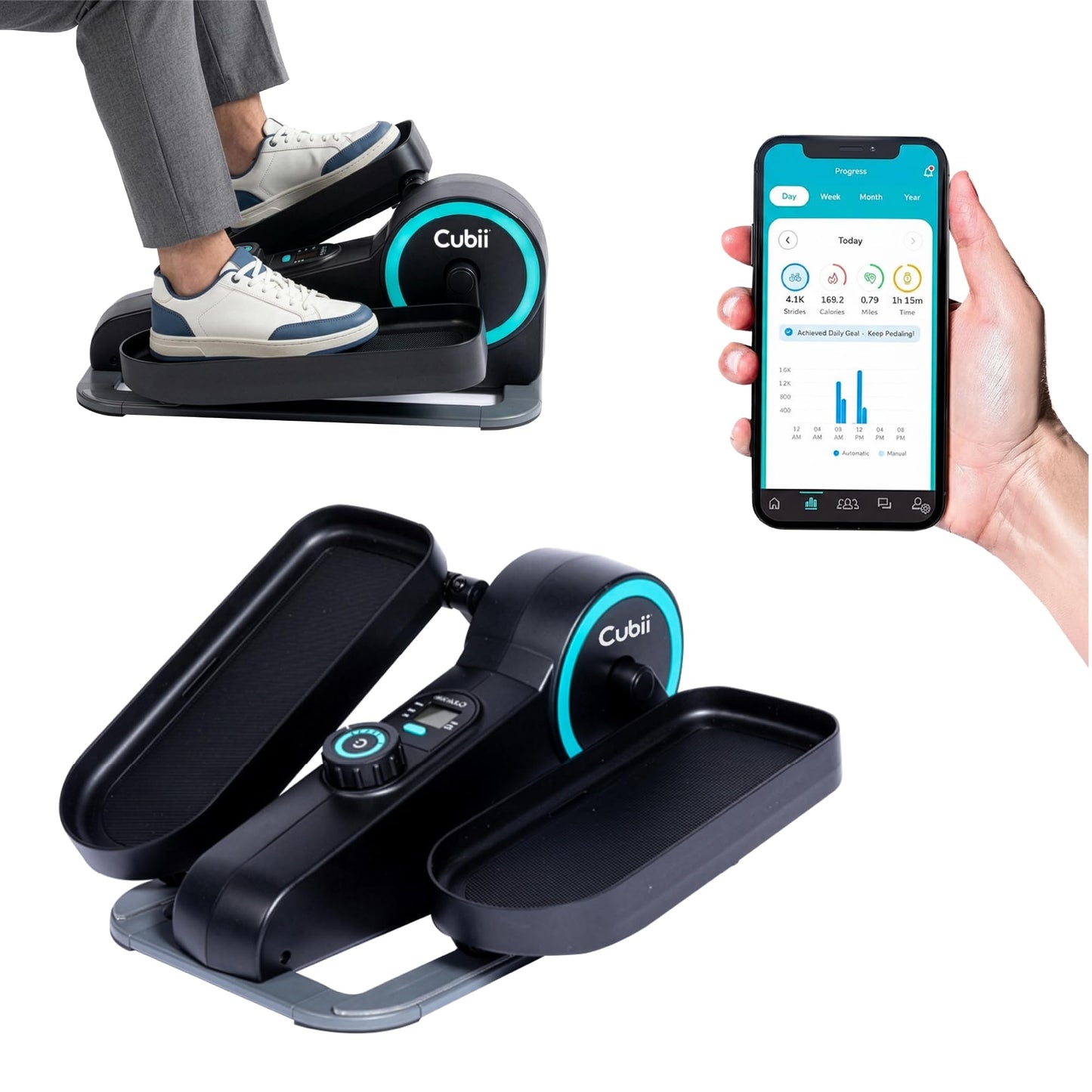Cubii Move - Under Desk Elliptical Bike Pedal Exerciser Portable Seated Elliptical Machine W/Adjustable Workout Levels - Adult to Seniors