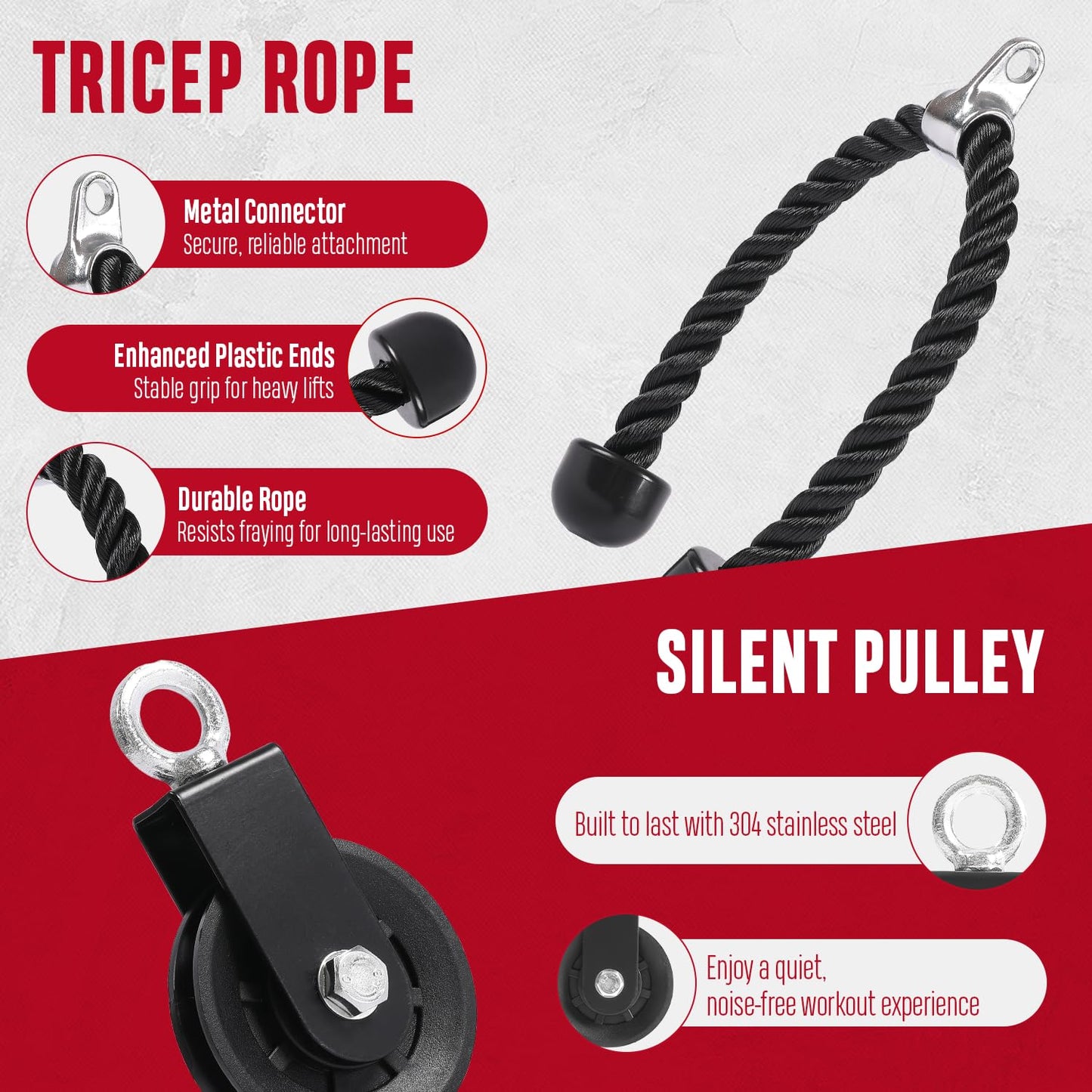 FitBeast Pulley System Gym, Cable Weight Pulley System for Gym LAT Pulldown, Biceps Curl Workout, Ideal Home Gym Equipment for Forearm, Shoulder, Strength Training (Set with Non Multifunctional Bar)