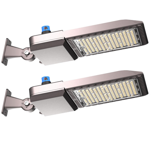 Lightdot 600W LED Parking Lot Lights 150000Lms (Eqv.2400W MH/HPS) 5000K LED Pole Lighting Dusk to Dawn Parking Lot Light with Arm Mount for 30~65Ft Height Roadways/Yard/Roadway/Backyard/Garage-2Pack