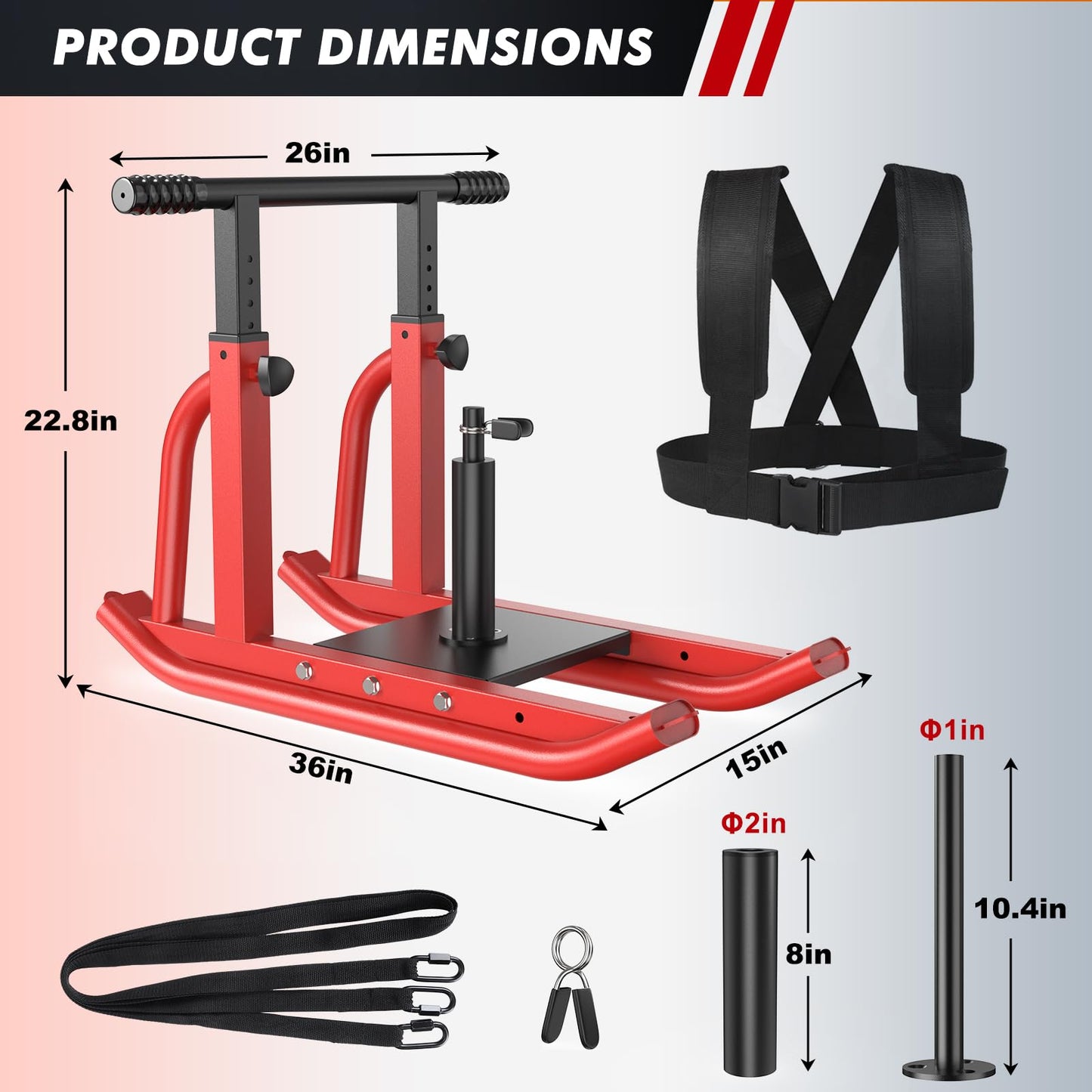 TYRSEN Weight Sled, Heavy-Duty Push Pull Sled, Adjustable Height Handle, Workout Fitness Sled for Training- Running Speed, Agility, Soccer, Football, Strength, Crossfit- Suitable for 1" & 2" Plates