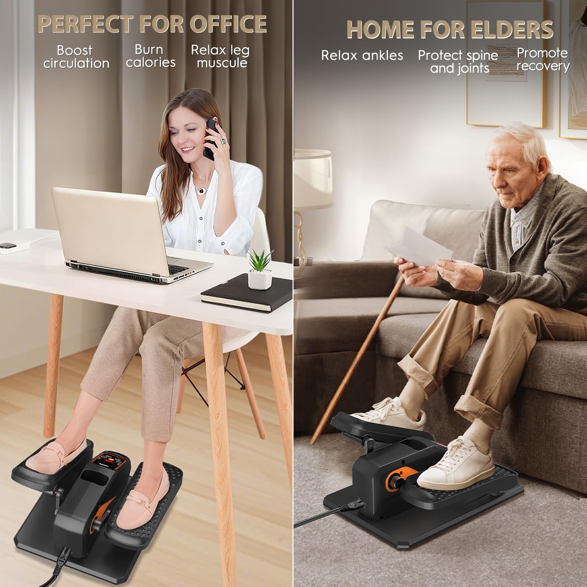 Under Desk Elliptical Machine, Electric Elliptical as Seen on TV for Seniors Adults with 15 Adjustable Speed, Quiet & Portable Electric Seated Pedal Exerciser for Home Office