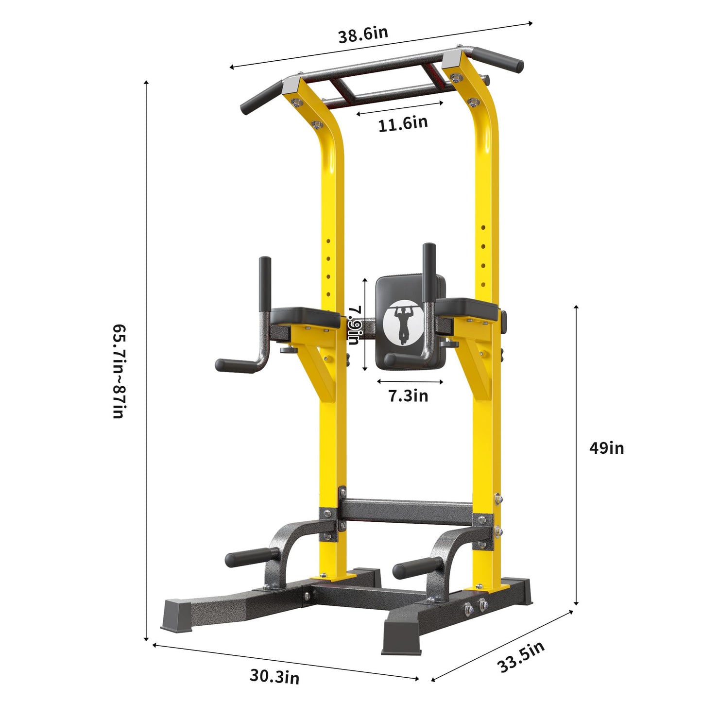 SogesPower Multi-Function Power Tower Pull Up Bar Station Pull Up Dip Station for Home Gym, Adjustable Height Pull Up Bar Stand Dip Bar Strength Training Workout Equipment, Yellow