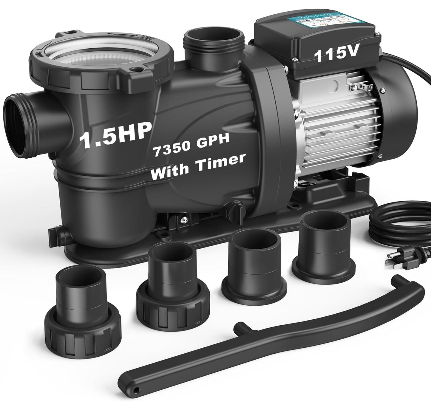 VIDAPOOL In/Above Ground Pool Pump Self Primming High Flow,Dark Black