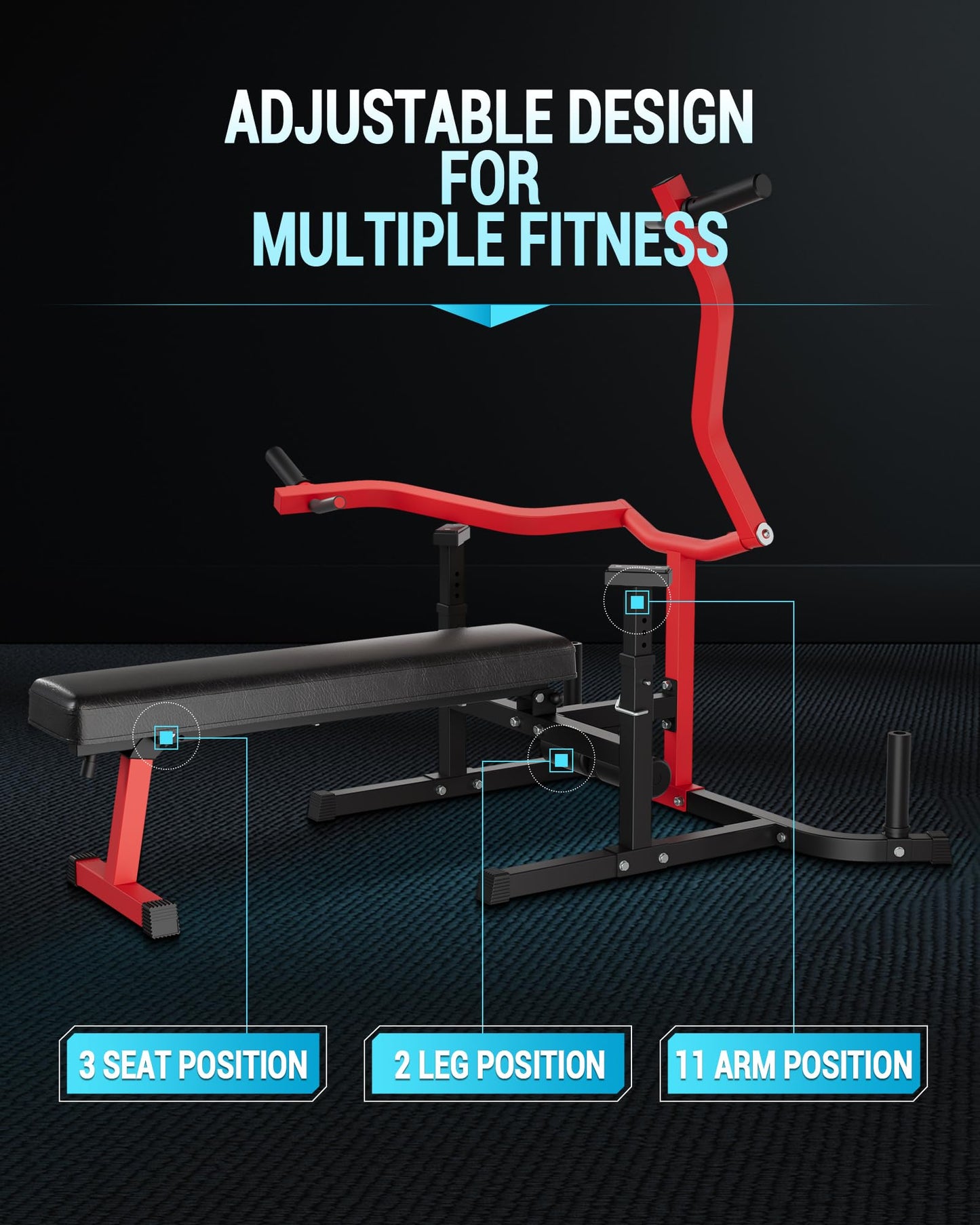 COZONY Versatile 3-in-1 Chest Press Bench – Adjustable Flat/Incline/Decline Strength Machine with Independent Converging Arms, Ideal for Home Gym Full Body Workouts – Red and Black