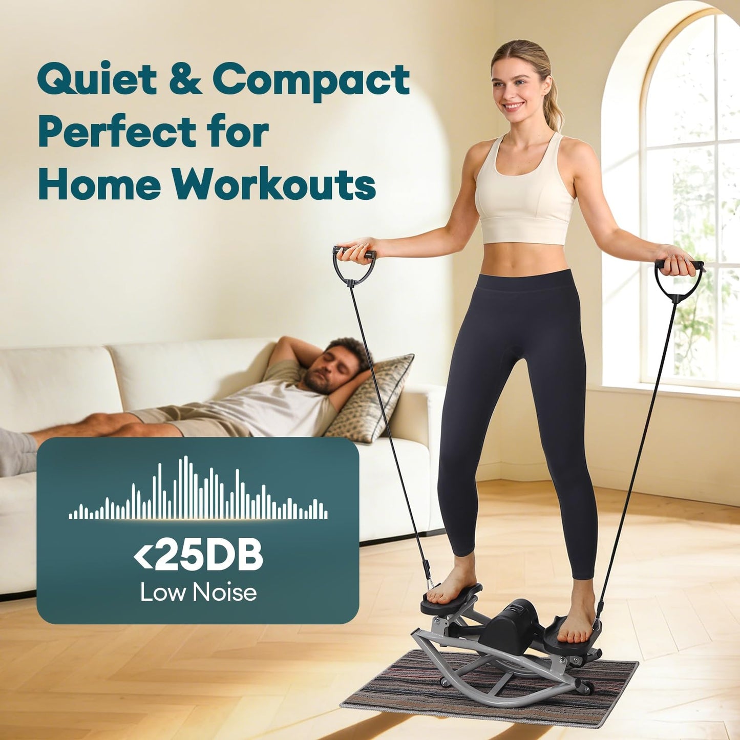 Rock Fitness Stepper, Lateral Step Rocker Side to Side for Exercise at Home with Resistance Bands & Non-Slip Mat - Exercise Step Balance Board Workout Machine for Home Apartment Dormitory