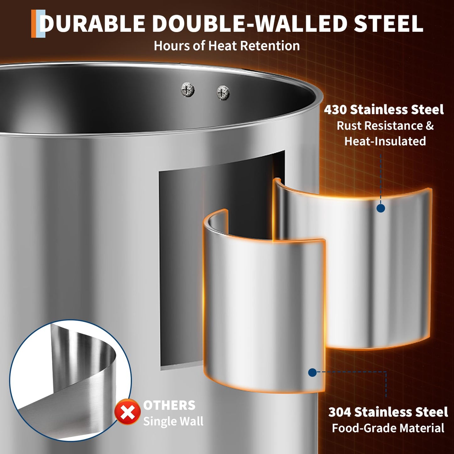 60 Cup Large Coffee Urn with Double Wall Insulation, 10L/2.6 Gallon Stainless Steel Commercial Electric Coffee Dispenser with Hot Drinks and Hot Water, for Weddings, Parties, Catering, and Buffets