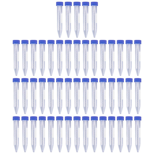 Antrader Centrifuge Tubes 10mL,Conical Tubes Sterile 50 PCS with Screw Caps,Plastic Container with with Graduated and Write Marks(Blue)