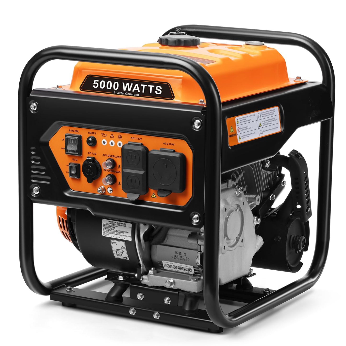 Oxseryn 5000-Watts Portable Inverter Generator, Gas Generator for Home Backup, 30A Outlet, RV Ready, ECO Mode, 60Lbs, EPA Compliment