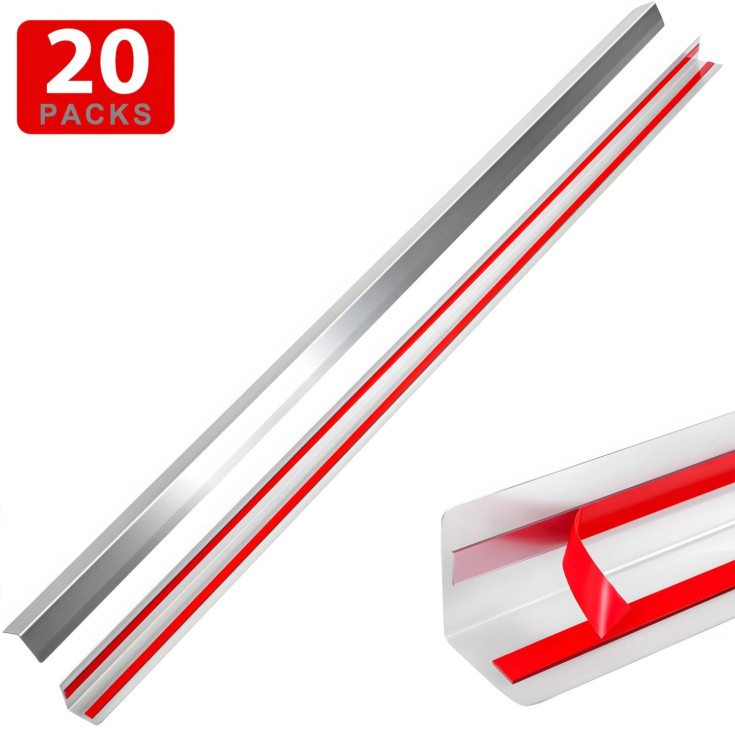 Besino Wall Corner Guards, 1” x 1” x 48”, Metal Wall Corner Protector, 20 Pack for Wall Protection and Decoration, 20 Ga/ 1MM Thickness, T304 Stainless Steel Corner Guard with 90-Degree Angle