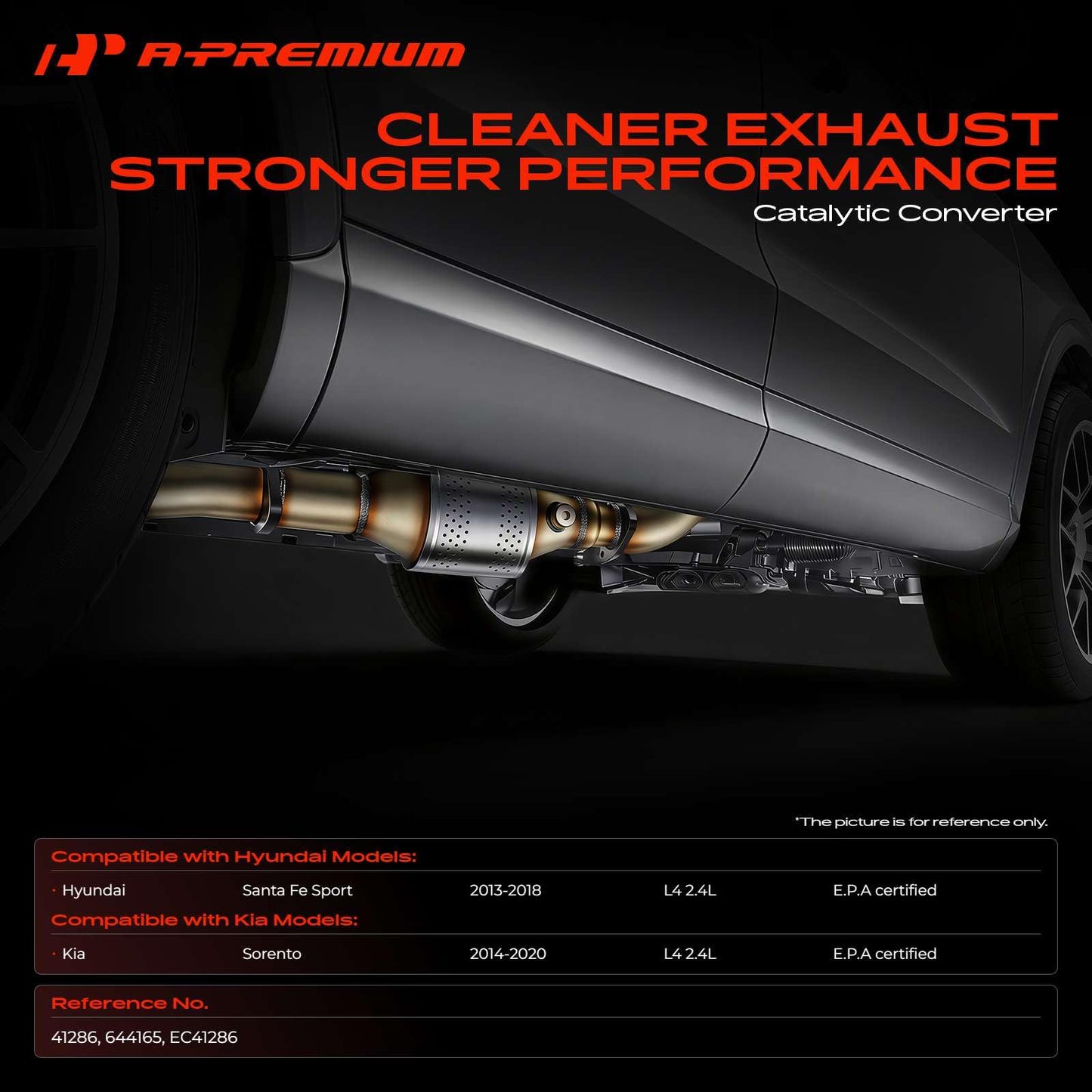A-Premium Catalytic Converter with Gasket Kit Direct-Fit Compatible with Kia Sorento 2014-2020 2.4L & Hyundai Santa Fe Sport 2013-2018 2.4L, E.P.A. Compliant, Replace# EC41286