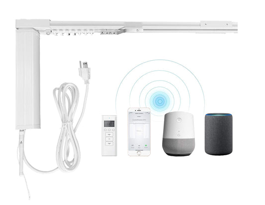 American Homesupplier Smart Curtain System, Heavy Duty Electric Curtain Rod, WiFi Control, Compatible with Alexa, Google Home, Adjustable Length (20 ft rod)