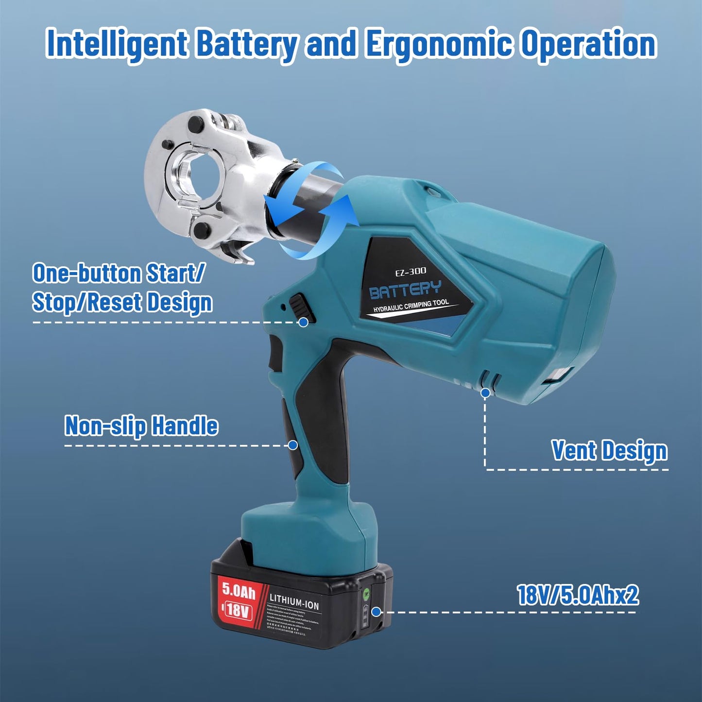 Electric Hydraulic Crimping Tool 60KN Electric Hydraulic Pliers 3-6 Seconds Fast Crimp 17mm Stroke Interchangeable Jaws Design Industrial Grade Safe Accurate Hydraulic Tools 12 Dies