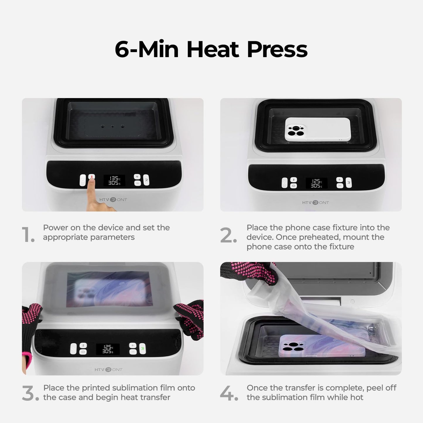 HTVRONT Phone Cases Heat Press - 3D Vacuum Heat Press with is Software, Auto Temperature Control. Includes 2 Adjustable Phone Fixture(Compatible with iPhone & Android)