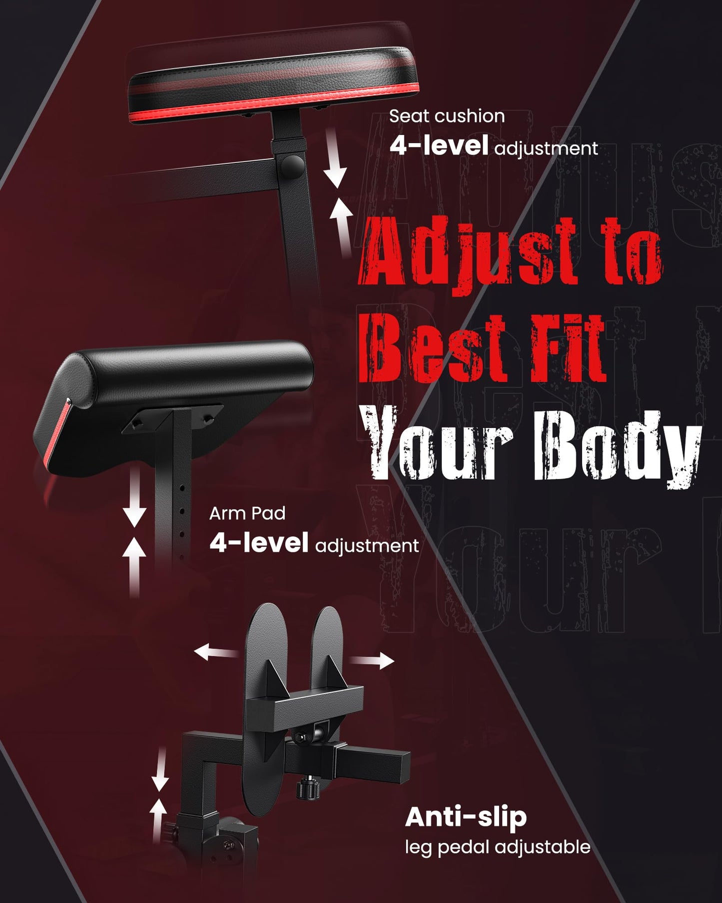 Sportsroyals Home Gym, Multifunctional Gym Equipment, Workout Equipment with 150LBS Weight Stack, for Leg Press, LAT Pull Down, Chest Presses (AR-RED)