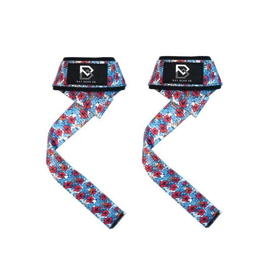 BAY GEAR CO. Wrist Straps for Weightlifting - 1 Pair Cotton Lifting Straps with Neoprene Padding, Comfortable Gym Essentials for Enhanced Grip Strength - Unique Printed Tactical Hawaiian Design