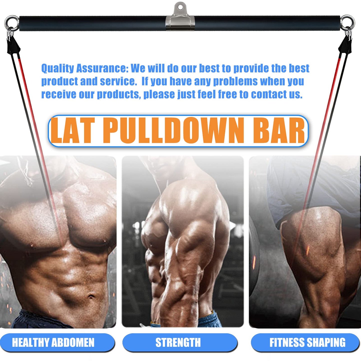 Lat Pull Down Bar for Home Gym Fitness Cable Machine Attachment, Lat Pulldown Attachments, Straight Bar, Long Bar for Fitness (Long bar 1)