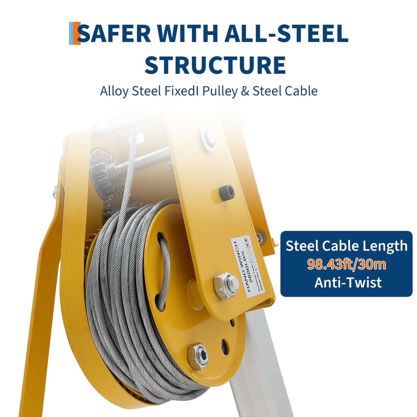 Adjustable Confined Space Tripod Kit with 1200 Lbs Winch, 8-Foot Legs, 98-Foot Steel Cable, 33-Foot Fall Protection, Safety Harness, and Storage Bag for Rescue and Safety Operations