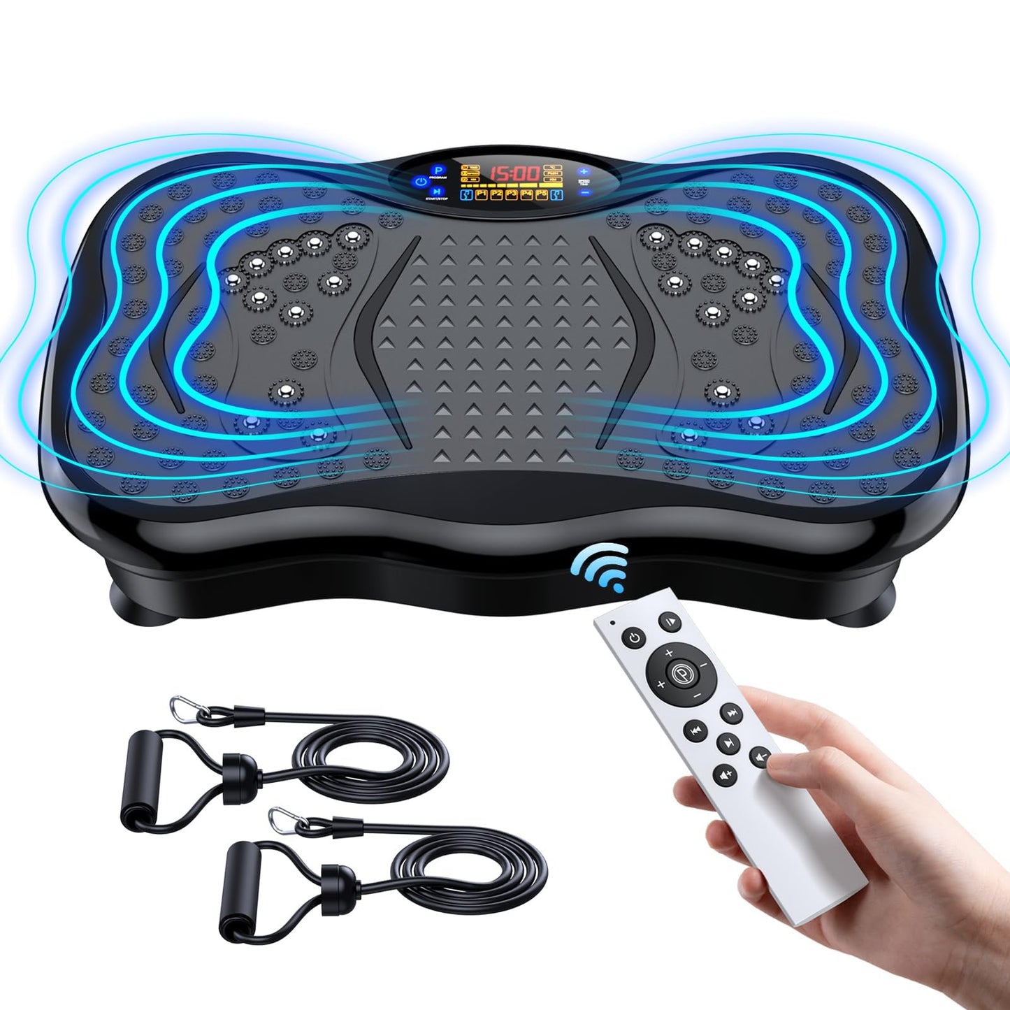 GMCXAX Vibration Plate Exercise Machine, Lymphatic Drainage Machine for Weight Loss, Lymphatic Drainage & Muscle Recovery, Multiple Speeds with Bluetooth & Remote, Max User Weight 330lbs, PureBlack