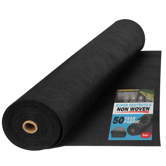 Super Geotextile 4, 6, 8 oz Non Woven Fabric for Landscaping, French Drains, Underlayment, Erosion Control, Construction Projects - 6 oz (6X100)