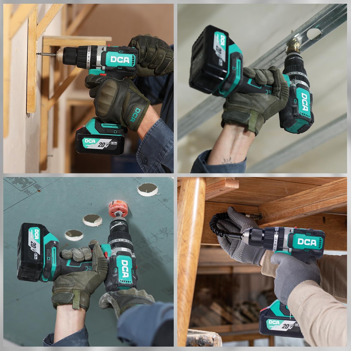 DCA 20V Brushless Hammer Drill, 1062 in.lbs Torque Impact Drill, 1/2" Keyless All-Metal Chuck, 24+1+1 Clutch, 32000 IPM, Heavy-duty Cordless Drill Kit with 2x4.0Ah Battery for Brick Wall, Metal, Wood