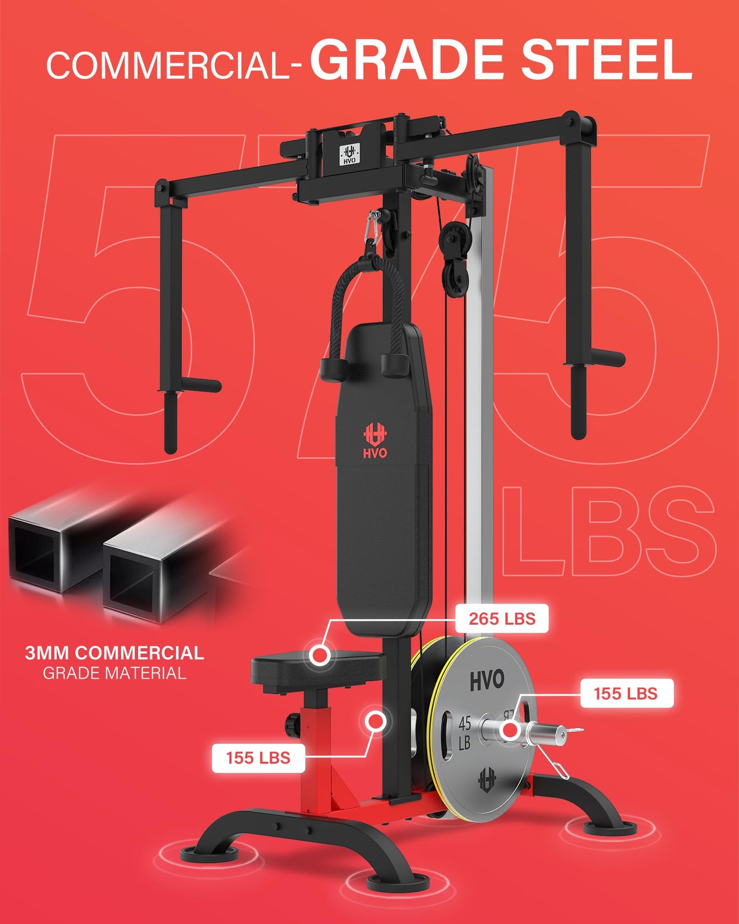 HVO Chest Fly Machine PEC: Deck Fly and Reverse Delt Machine Adjustable Upper Body Home Gym Ab Workout Butterfly Machine for Chest, Back, Pectoral, Rear Deltoid and Shoulder Training Red