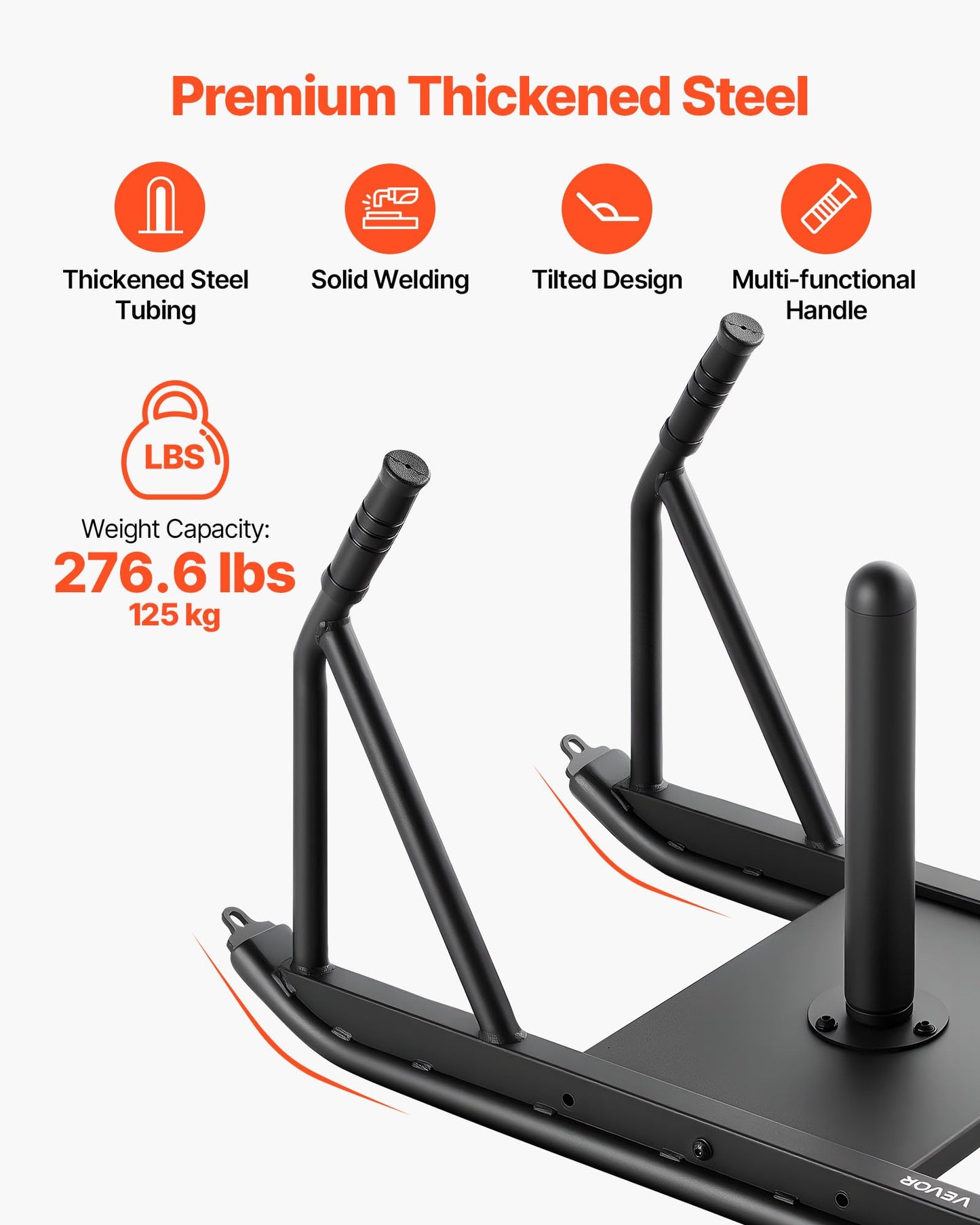 VEVOR Weight Sled, Steel Power Sled, Fitness Strength Training Pull Push Running Sled, Fitness Workout Sled Push Gym Equipment, Speed Improvement, with Handle, Compatible 1/2 in Weight Plates, Black