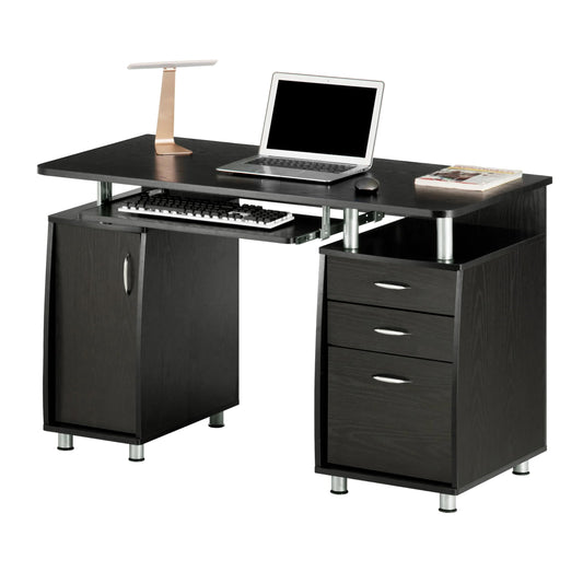 Techni Mobili 48'' W Computer Desk with File Cabinet and Drawers, Storage Cabinet with Removable Shelf and Ventilation for CPU, Home Office Desk or Computer Workstation with Keyboard Tray, Espresso
