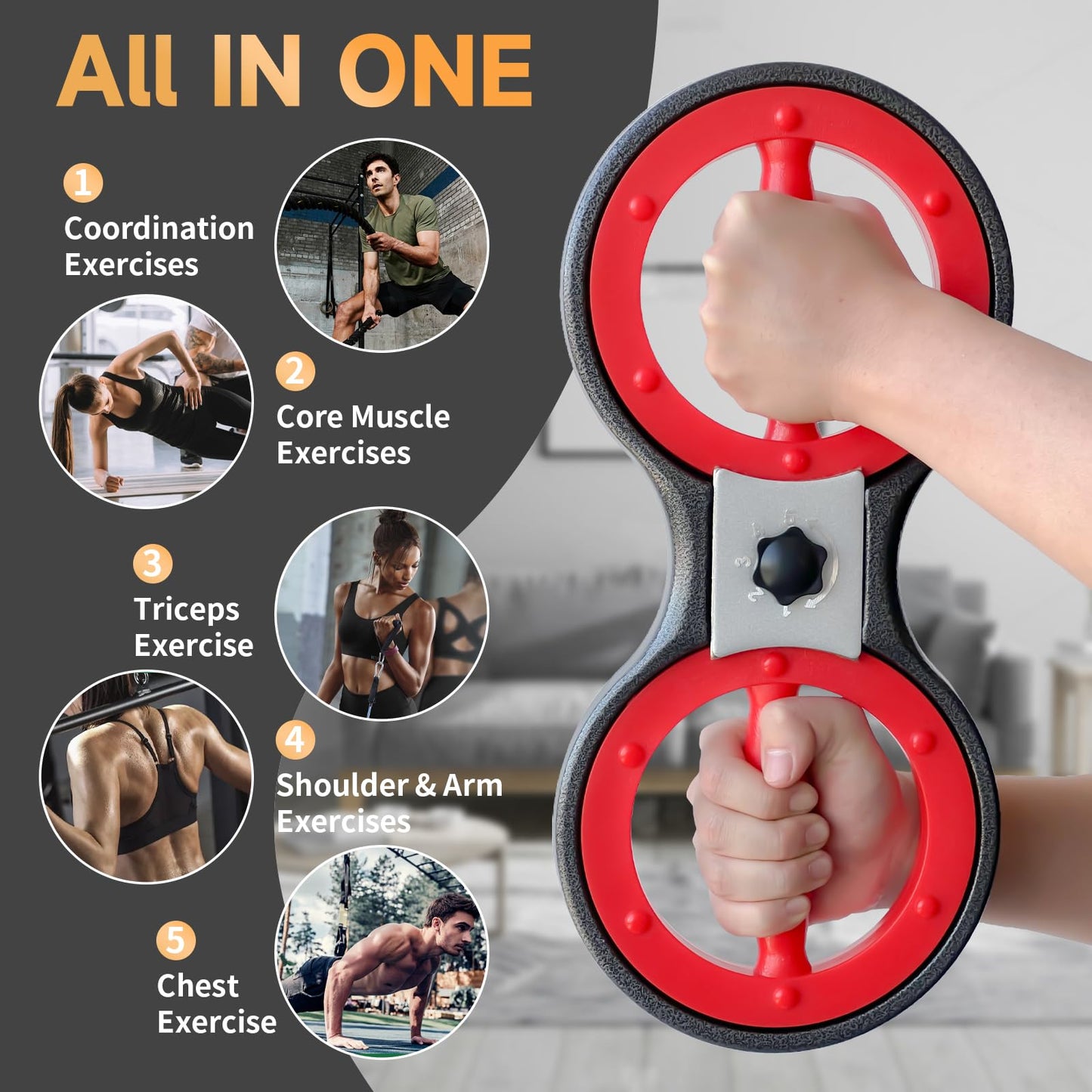 Togieeii Burn Machine Arm Workout Appliances 360 Degree Rotatable Forearm Exerciser Resistance Adjustable Multi-Functional Rotational Trainer Grip Strength Trainer for Home&Gym Workouts 6 Pound Red