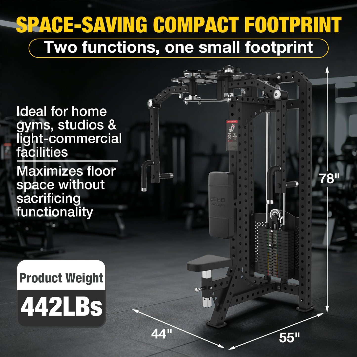 PEC Deck Rear Delt Fly Machine - Dual Function Chest & Rear Delt Strength Trainer, Adjustable Seat & Handles for Home Gym or Commercial Use, 220 lbs Weight Stack