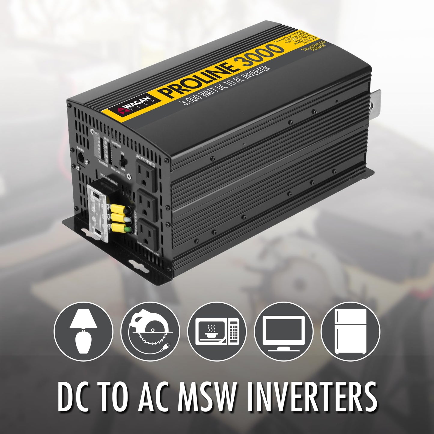 Wagan EL3748 12V 10000 Watt Power Inverter with Remote Control 20000 Watt Surge Peak Proline 12 Volt Power Converter for Home RV Camping Van Life Off Grid