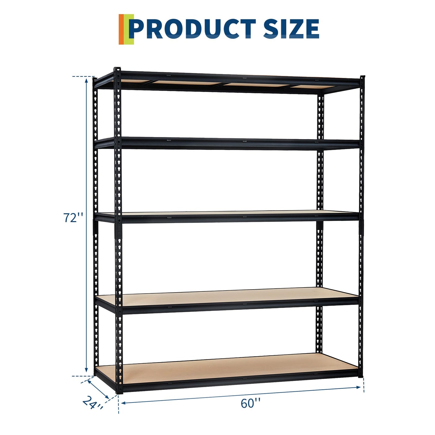 GarveeTech 5 Tier Garage Shelving, Adjustable Heavy Duty Garage Shelves, Metal Storage Shelves Unit, 60 x 24x 72in,Loads 3000 LBSS, Steel Wire Rack Shelf Organizer for Garage, Kitchen, Laundry, Office