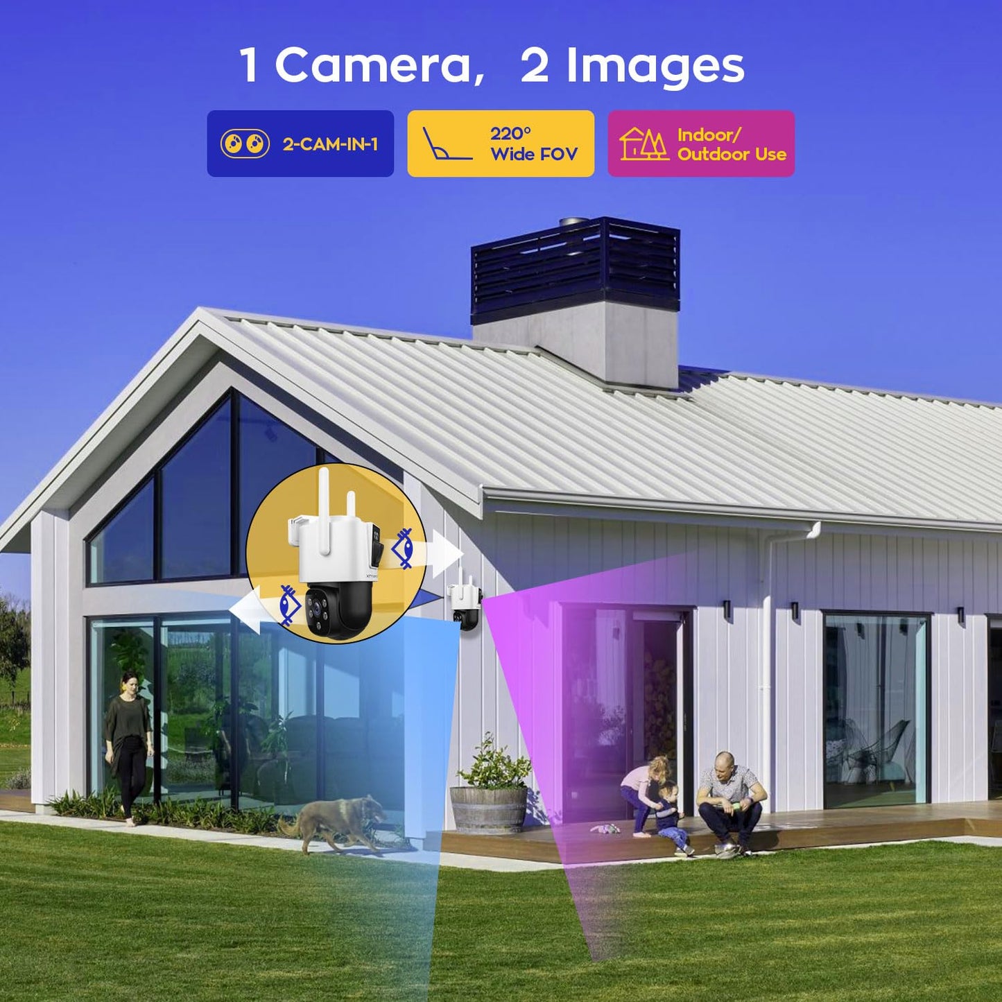 xmartO [6 Dual-Lens Camera Bundle 12-View Long Range WiFi6 Mesh Security System, 16CH 4K Dual Band NVR, 4MP 180°+Static FOV & 360°PTZ AI Tracking, 24/7 Plug-in Surveillance, 500GB HDD, No Monthly Fee