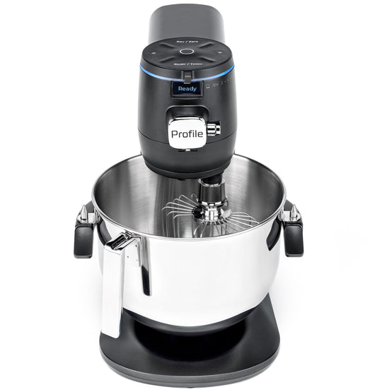 GE Profile Smart Stand Mixer, Built-In Smart Scale & Auto Sense Technology, 7qt Stainless Steel Bowl, 11 Speed, Includes Dough Hook, Beater, 11-Wire Whip, WiFi Connected, Carbon Black