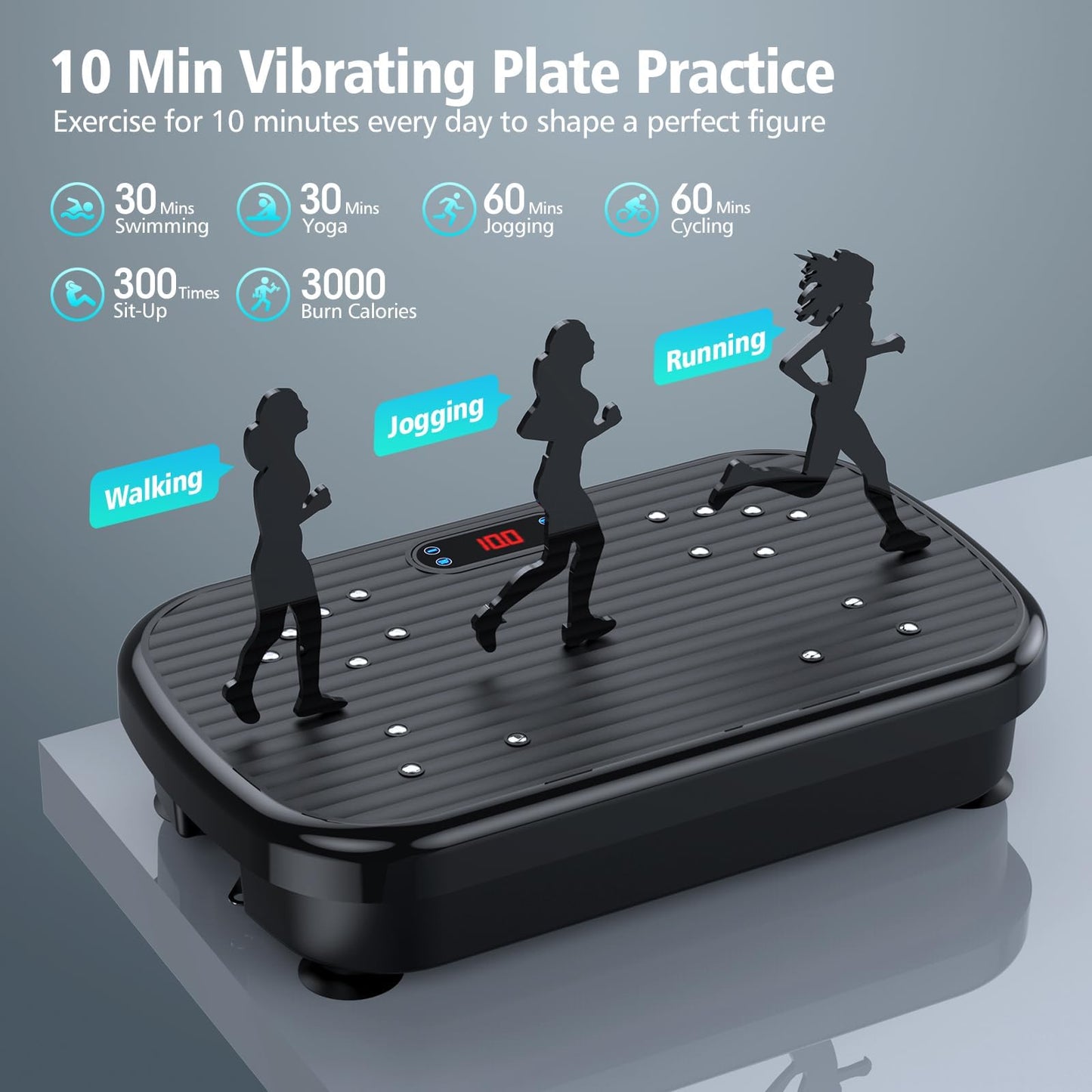 PUREROYI Vibration Plate Exercise Machine, 180 Speeds Workout Vibrating Plate for Lymphatic Drainage Weight Loss, Whole Body Vibration Platform Machines 330 Lbs Capacity for Women Men