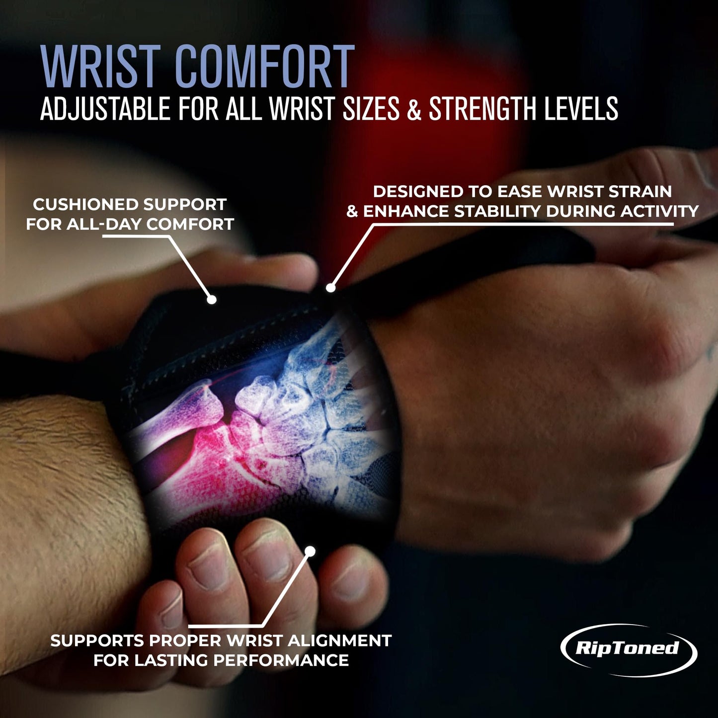Rip Toned Wrist Wraps for Weightlifting – USPA & USAPL Approved 18" Wrist Straps for Powerlifting – Adjustable, Durable Gym Wraps with Thumb Loop – Quality Support for Men & Women – Black Stiff