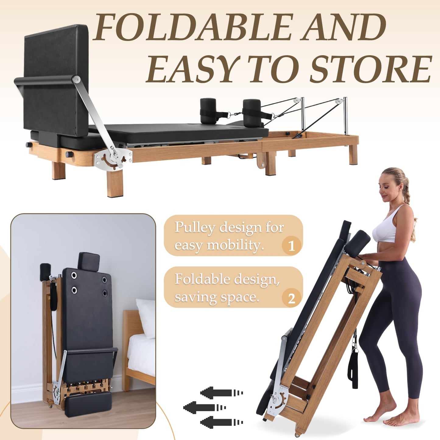 Pilates Reformer for Home Use, Pro Foldable Machine with Jumpboard | Dual Resistance System (Springs + Latex Bands 20-150 lbs) | 88-Inch Space-Saving Home Gym Equipment for Full Body Workout