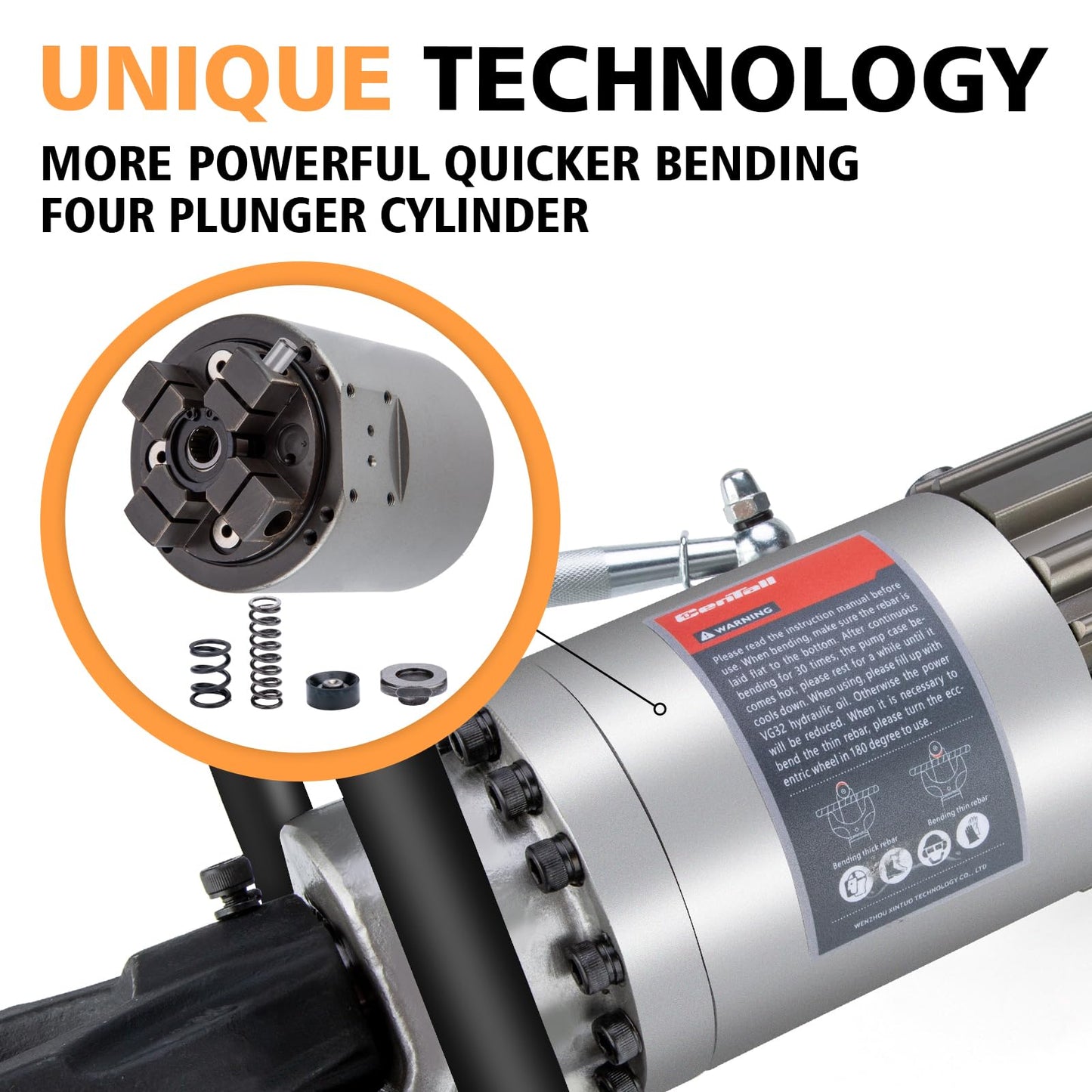 CENTALL Electric Hydraulic Rebar Bender Easily Bending Portable Rebar Bender (HRB16-orange)