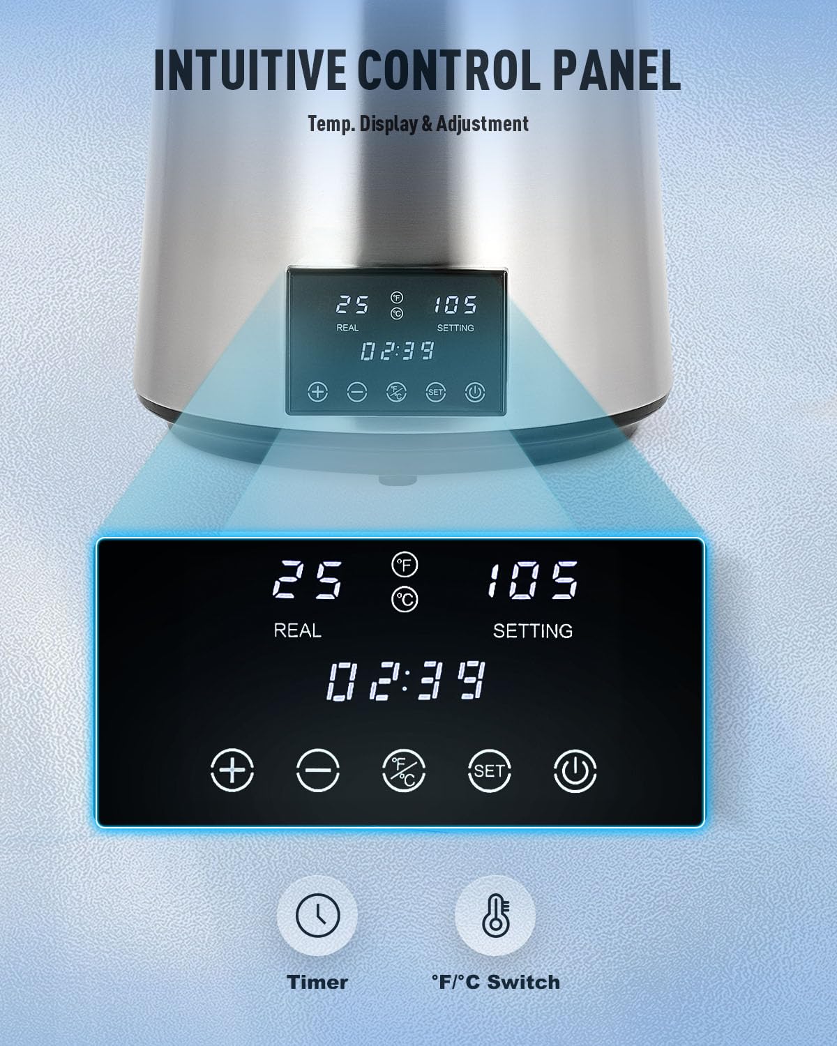 CO-Z 1.1 Gallon Water Distiller, 1750W Countertop Distilled Water Machine with Glass Container Dual Temperature Display Timer, 4L 304 Stainless Steel Distilled Water Maker for Home Office Travel More