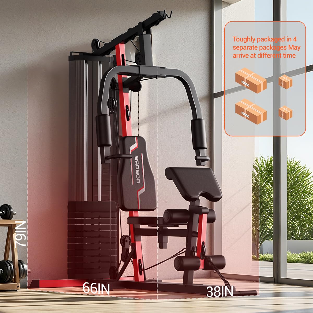 Home Gym System with 160LB Weight Stack, Multifunctional All-in-One Workout Station, Full Body Strength Training System