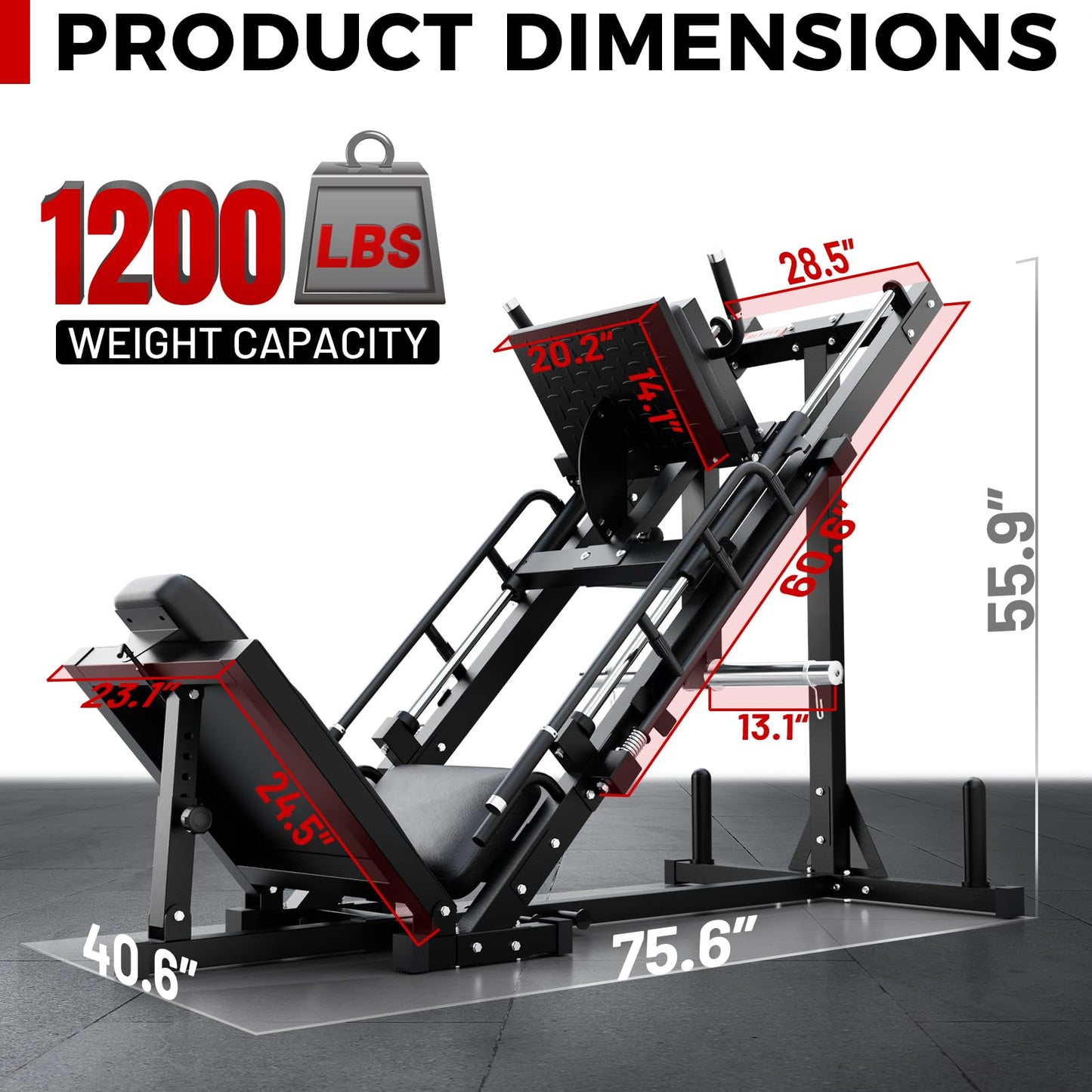 RitFit Leg Press Hack Squat Machine, Professional Adjustable Leg Press Machine for Home Gym with Linear Bearing, Full Lower Body Workout with Weight Storage