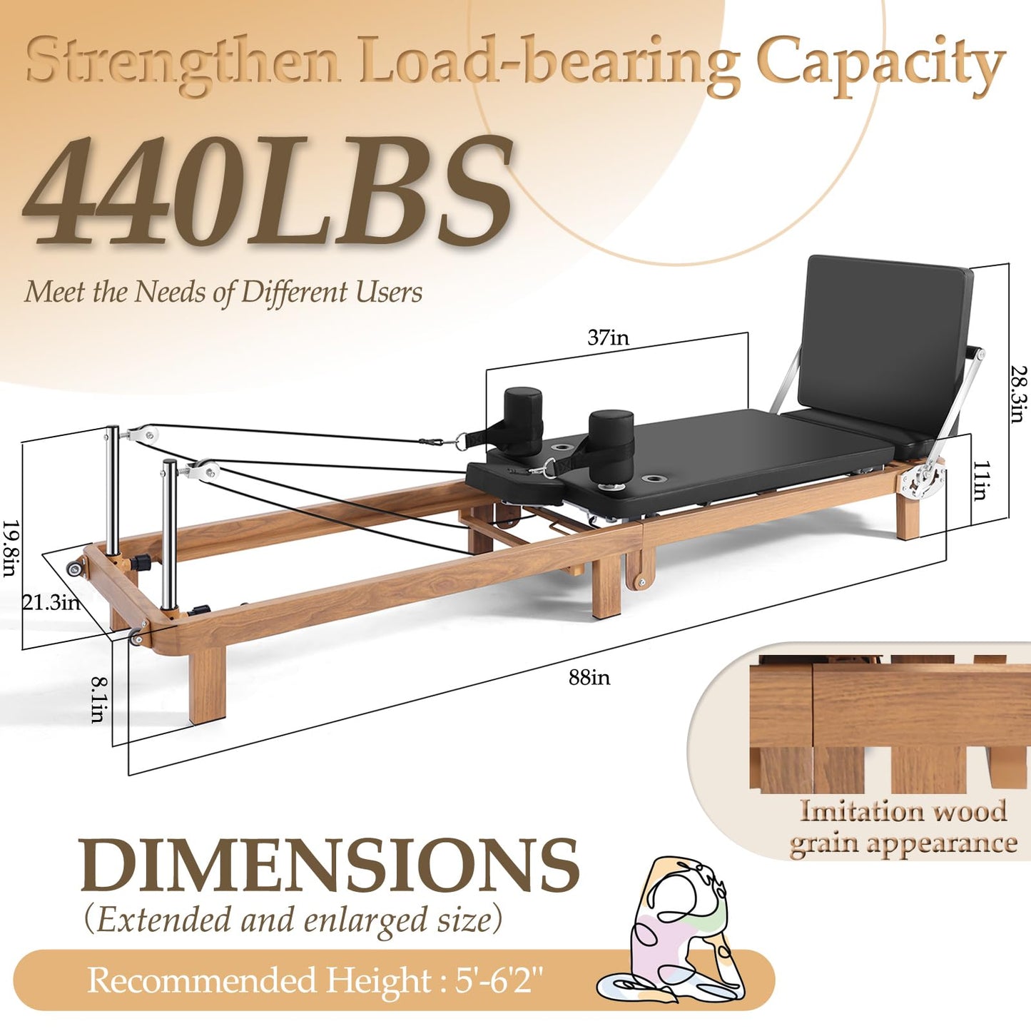 Pilates Reformer for Home Use, Pro Foldable Machine with Jumpboard | Dual Resistance System (Springs + Latex Bands 20-150 lbs) | 88-Inch Space-Saving Home Gym Equipment for Full Body Workout