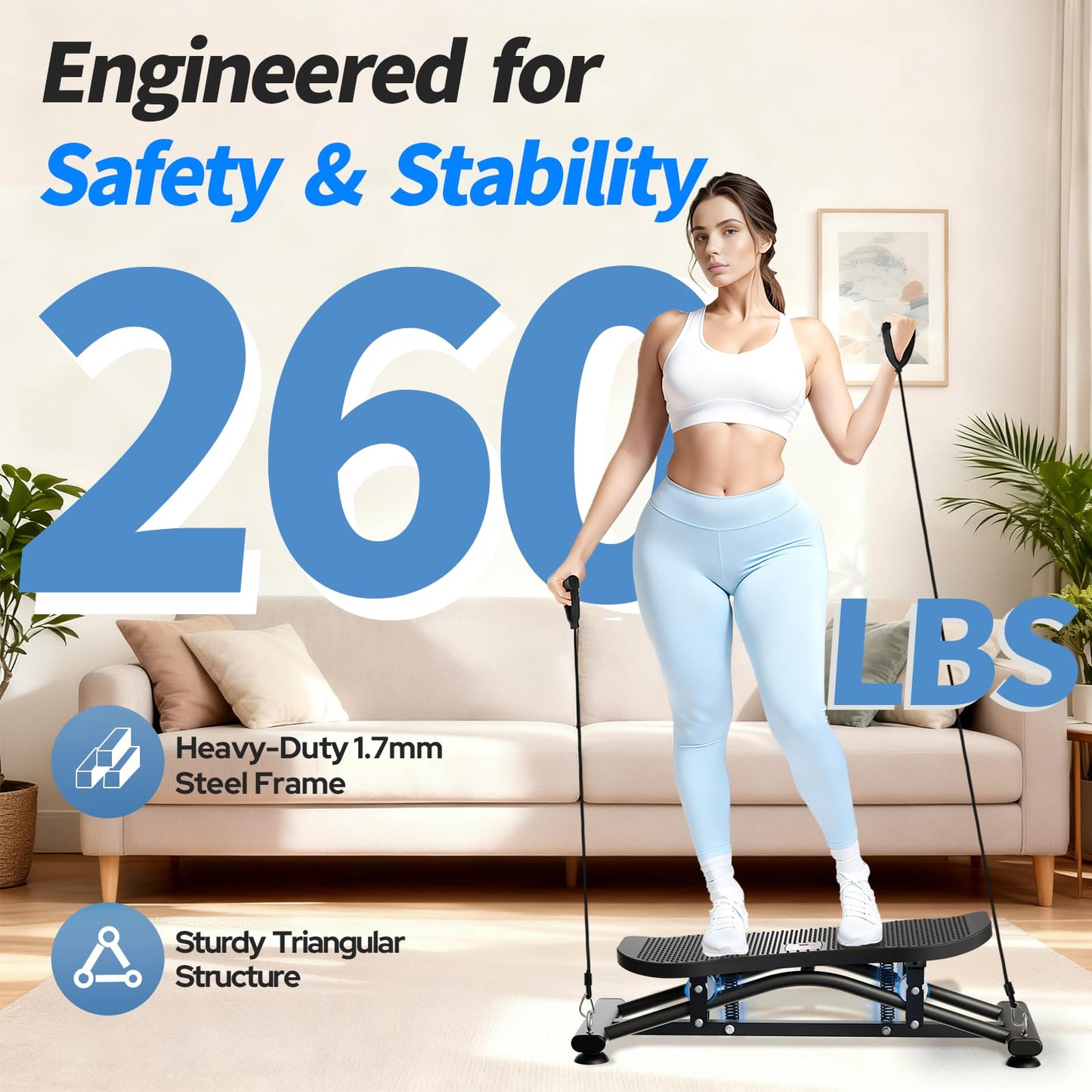 ZCMHAXJ Balance Board for Adults, Ski Machine Exercise Equipment with Resistance Bands, Rock Stepper Featuring LCD Monitor, Portable Wobble Board or Full Body Workout at Home Gym
