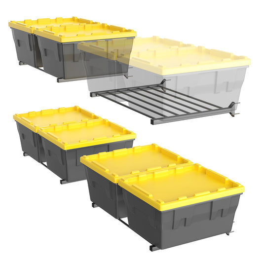 TORACK Wall Mounted 8 27-Gallon Totes Storage Rack(no Bins), Heavy-Duty Metal Bins Storage Shelf for Garage, Fits Standard Storage Tote, Space-Saving Bin Holder for Home, Basement & Workshop