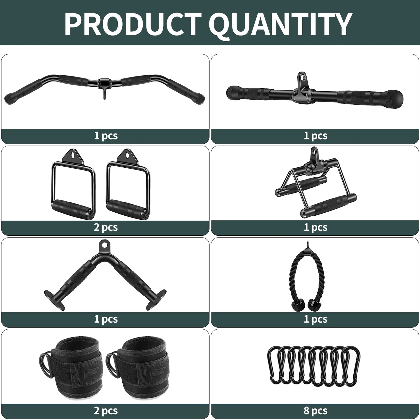 WNOEY Cable Machine Attachment, Cable Attachments for Gym, Gym Cable Attachments, Cable Machine Attachments Set