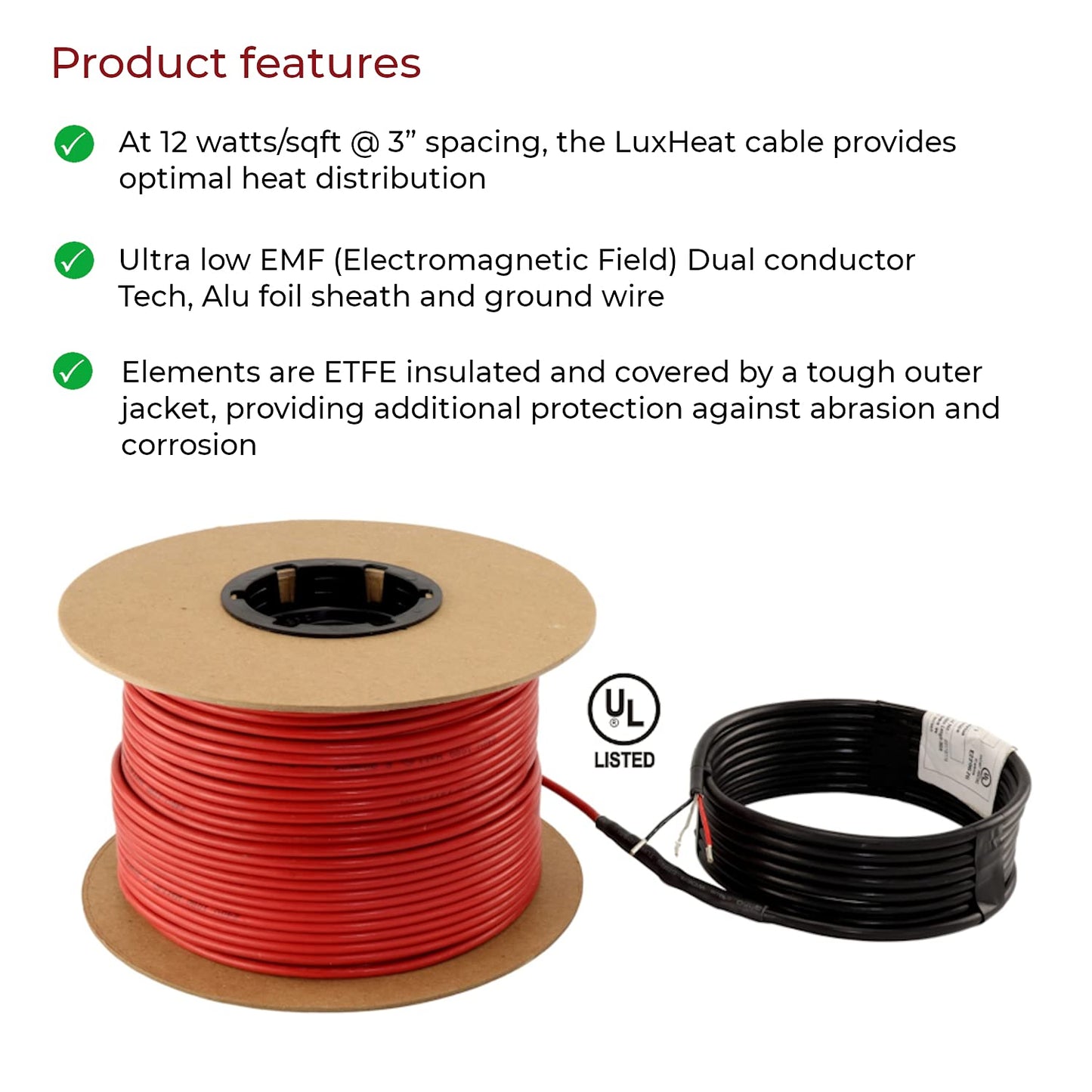 LuxHeat 20sqft Floor Heating Cable Kit - 120v Heated Tile Floor Kit - Heated Flooring System Includes UDG4 Programmable Thermostat w/GFCI, Electric Heat Cable, Strapping, Flooring Sensor & Alarm